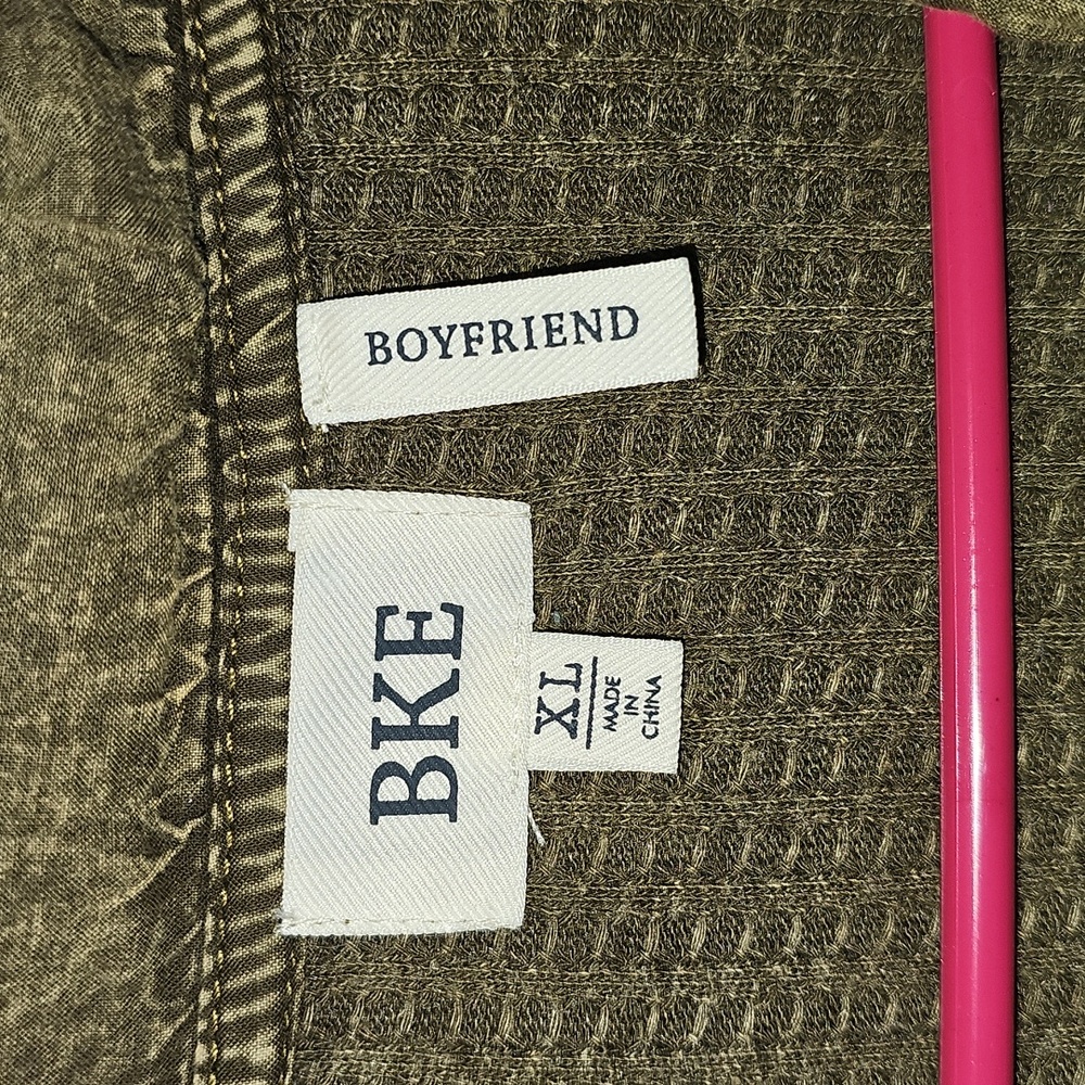 BKE WAFFLE KNIT like new green mineral wash shacket/shirt top. Sz xlg - Picture 4 of 9